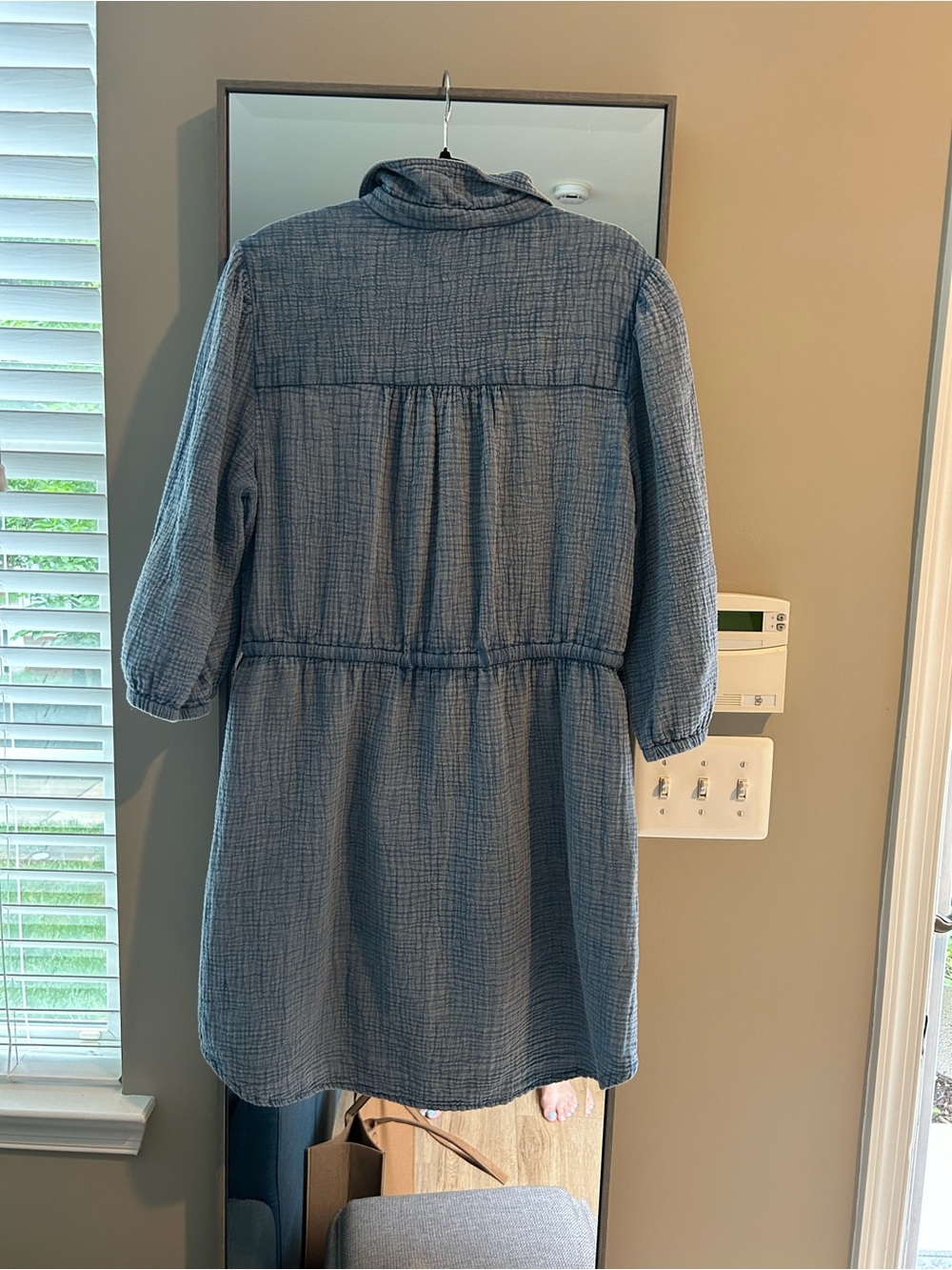 C&C California Blue Button-Front Tie-Waist Long Sleeve Dress - Picture 3 of 3